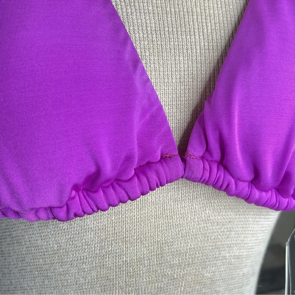 NEW La Blanca Swim Top Size 4‎ Halter Triangle Padded Cup Bikini Magenta Purple